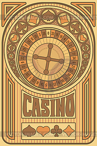 Vintage casino card art nouveau style, vector illustrat - vector image