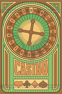 Old casino card art nouveau style, vector illustration - vector clipart