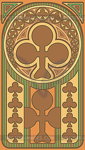 Club poker playing art nouveau cards, vector illustrati - vector clip art