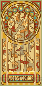 Autumn wallpaper in art nouveau style, vector illustrat - vector clip art