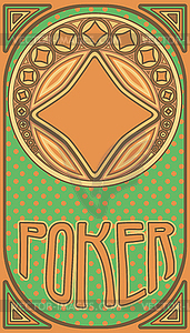 Diamonds card poker art nouveau style, vector illustrat - vector clipart