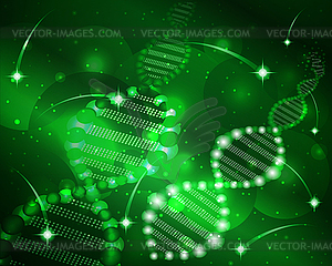 Deoxyribonucleic acid DNA cosmos green sky, vector  - royalty-free vector clipart