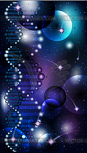 Deoxyribonucleic acid DNA cosmos sky banner, vector  - vector image