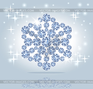 Diamond snowflake greeting vector card - vector image