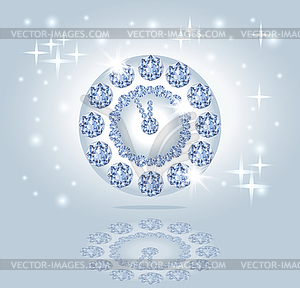 Luxury diamond clock, greeting card, vector illustratio - vector image