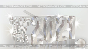 Happy New 2021 Year 3d card, vector illustr - vector clipart