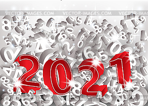 New 2021 Year 3d card, vector illustration - vector image