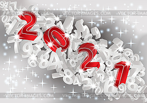 New 2021 Year 3d greeting wallpaper, vector illustratio - vector image