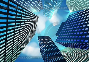 Abstract futuristic architecture buildings down perspec - vector image