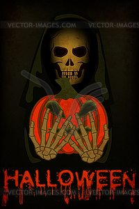 Happy halloween. Death with pumpkin. vector illustratio - vector image