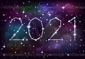 New 2021 year background with night sky, vector illustr - royalty-free vector clipart