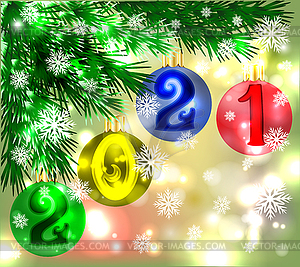 Happy New 2021 year and Merry Christmas card - vector clipart