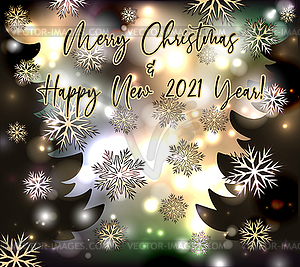 Merry Christmas and Happy new year black invitation car - vector image