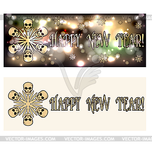 Happy New year black banners, vector illustration - vector image