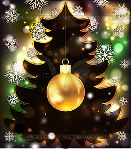 Merry Christmas and Happy new year golden card, vector  - vector image