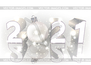 Happy 2021 New Year white greeting card, vector illustr - vector clipart