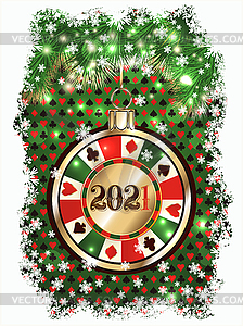 Casino New 2021 Year poker chip, vector illustration - vector clipart