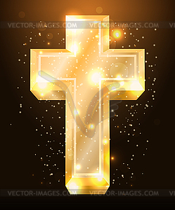 Golden Easter cross, vector illustration - vector clip art