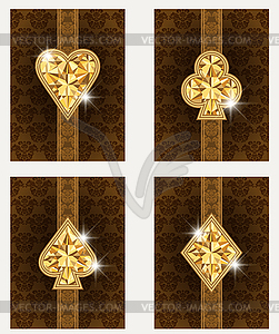 Set Poker golden cards , vector illustration - vector EPS clipart