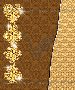 Banner with Poker golden cards , vector illustration - color vector clipart