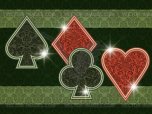 Vintage casino poker card, floral decor. vector  - vector clipart