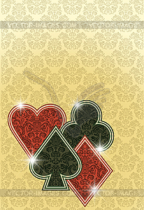 VIP invitation card, Vintage casino poker, floral decor - vector clip art