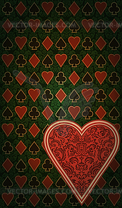 Casino vintage hearts poker card, vector illustration - vector clip art