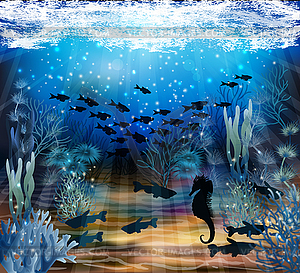 Underwater world wallpaper , vector illustration - vector image