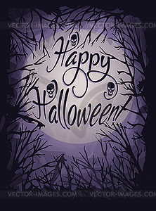 Happy halloween background with skull silhouettes - vector clipart