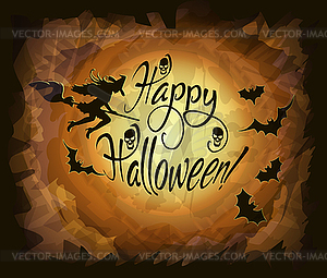 Happy halloween card with bats silhouettes, vector  - vector image