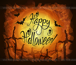 Happy halloween banner with cross silhouettes, vector  - vector clipart
