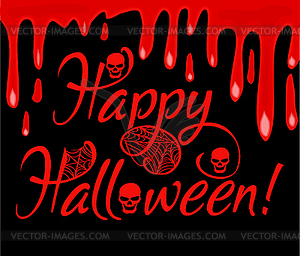 Happy halloween card with red blood , vector  - vector clip art