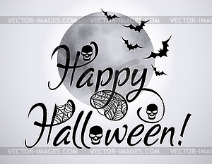 Happy halloween background with moon and  bats silhouet - vector image