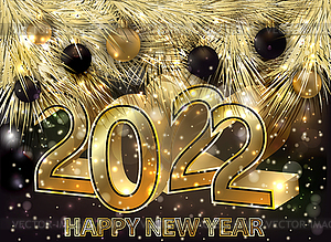 Happy New 2022 year card with xmas balls, vector  - vector clipart / vector image