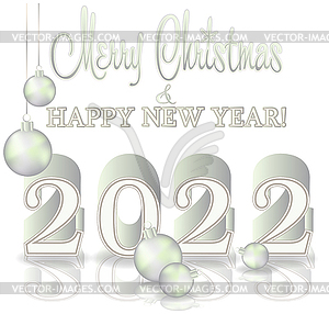 New 2022 year, beautiful white Christmas background - vector clipart