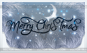 Merry Christmas and New year banner,lettering window - vector clip art