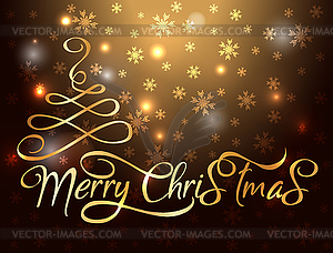 Happy Merry Christmas New Year invitation golden card - vector clipart