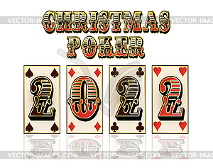 Рождественский покер баннер, новый 2022 год, вектор illustrat - векторный клипарт / векторное изображение