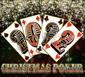 Happy New 2022 year. Christmas Casino banner with poker - vector clip art