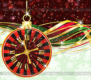 Christmas Casino wallpaper with poker  roulette, vector - vector clipart