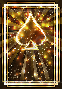 Poker card spades, casino banner, vector illustration - vector clip art