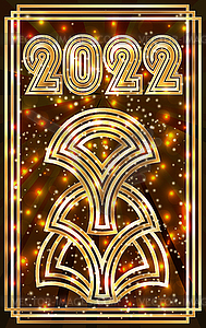 New 2022 year VIP card in style art deco, vector illust - vector clip art