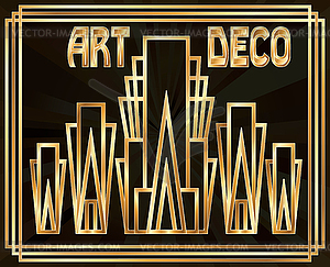 VIP golden banner in style art deco, vector - vector image