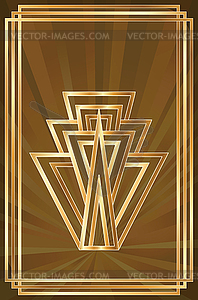 Art deco golden banner, vector illustration - vector image