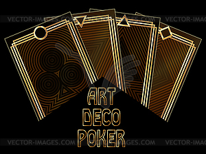 Art deco poker cards wallpaper, vector illustration - vector clip art
