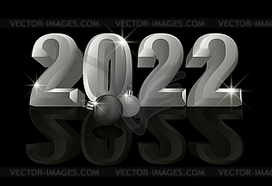 2022 new year vip card with  xmas balls, vector illustr - vector clip art
