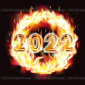 Flame New 2022 year congratulation card, vector  - vector clipart