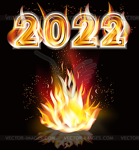 Flame new 2022 year vip card, vector illustration - vector image
