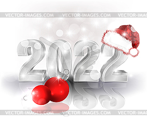 Happy 2022 new year invitation card with Santa hat  - vector clipart