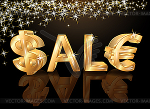 Golden Sale 3d background, vector illustration - vector clip art